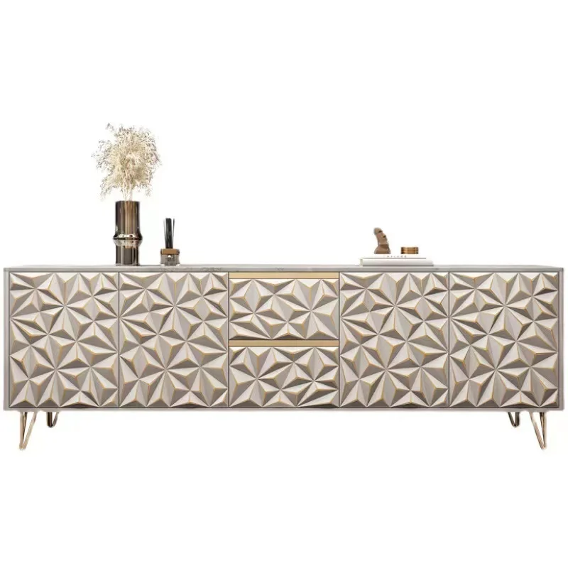 Italian Light Luxury Rock Plate Solid Wood TV Cabinet Combination Paint Baking Process Postmodern Living Room Floor Cabinet