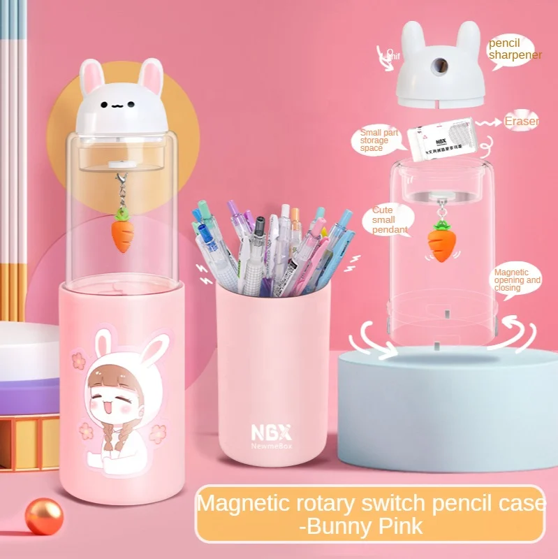 NBX Оптовая Продажа kawaii прозрачные многофункциональные магнитные акриловые держатели для ручек для стола для девочек пластиковый пенал