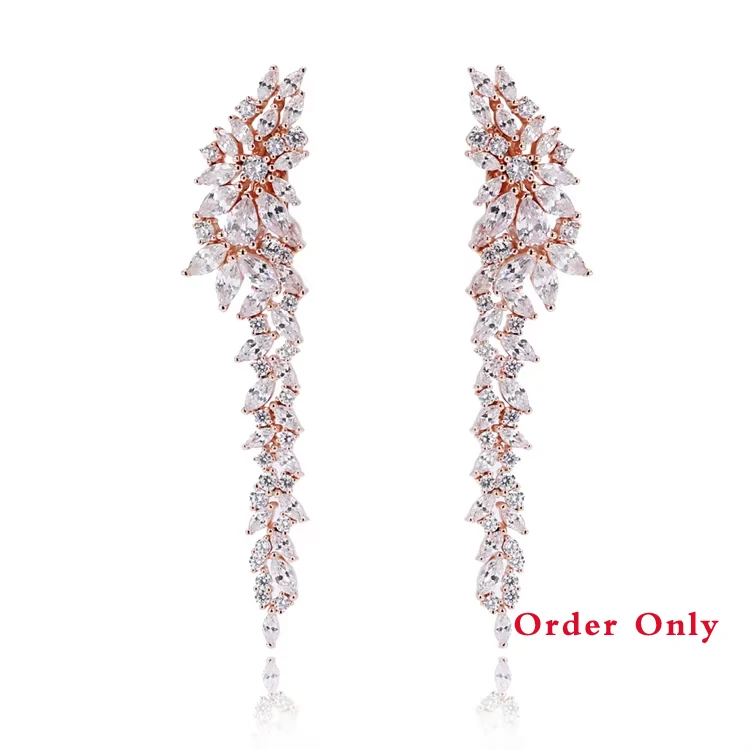 Spring Flower Earrings Inlay Bling Bling Cubic Zircon Gemstone Tassel Earrings Flower Jewelry Earrings For Women