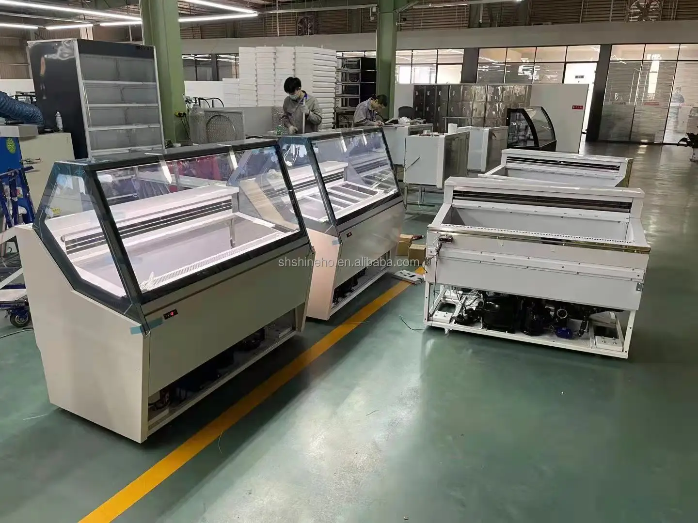 Shineho Commercial showcase Support For Custom Sale Glass-door 12 pan Case Gelato Ice Cream Display Freezer With CE
