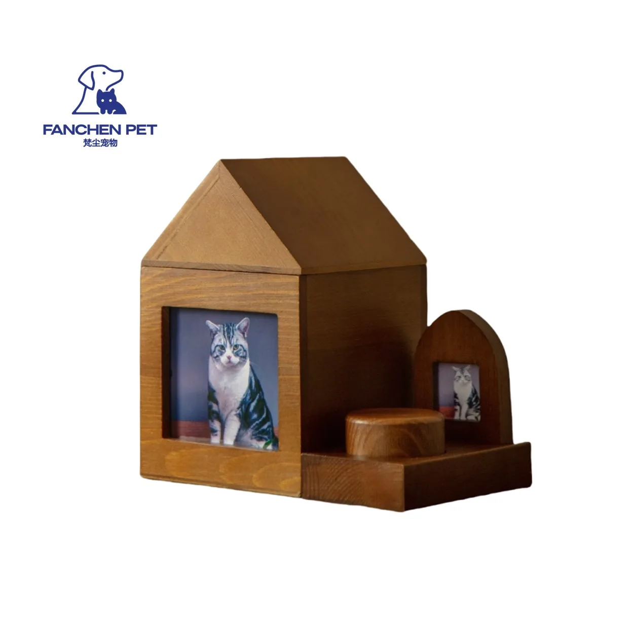 Wholesale High-quality Wooden Cats Dogs Small Animals Ashes Support Customized Photos Easy To Store Undeform Cat Urn