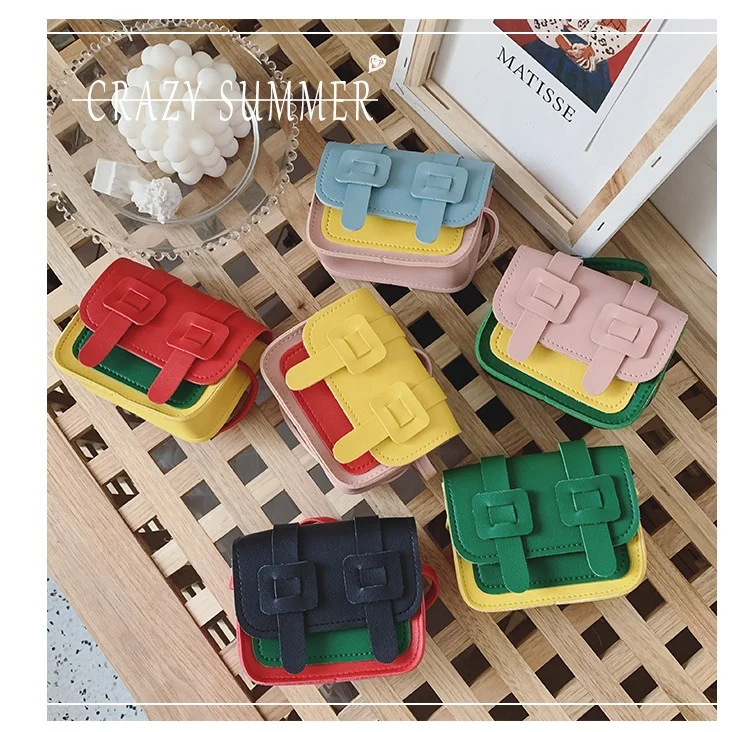 high quality mini Hit Color Shoulder Messenger Bags stylish elegant soft leather kids handbag