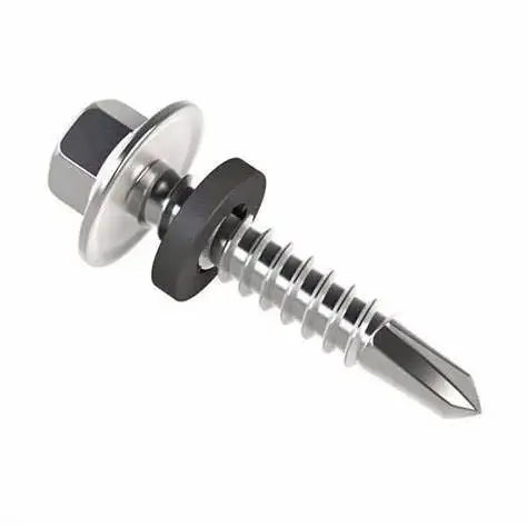 YH C1022 Steel Hardened Colourful Painted Indented Hex Washer Head Roofing Tek Screw Bonded EPDM Washer Self Drilling Screw