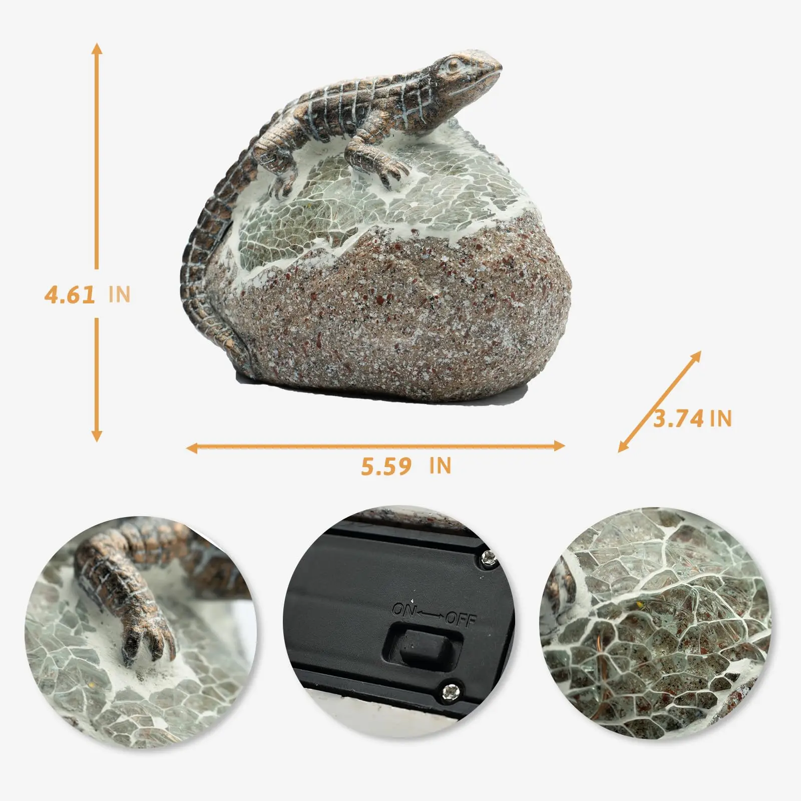 Solar Garden Statue Lizard with LED Lights, Lawn Decoration, Garden Decoration