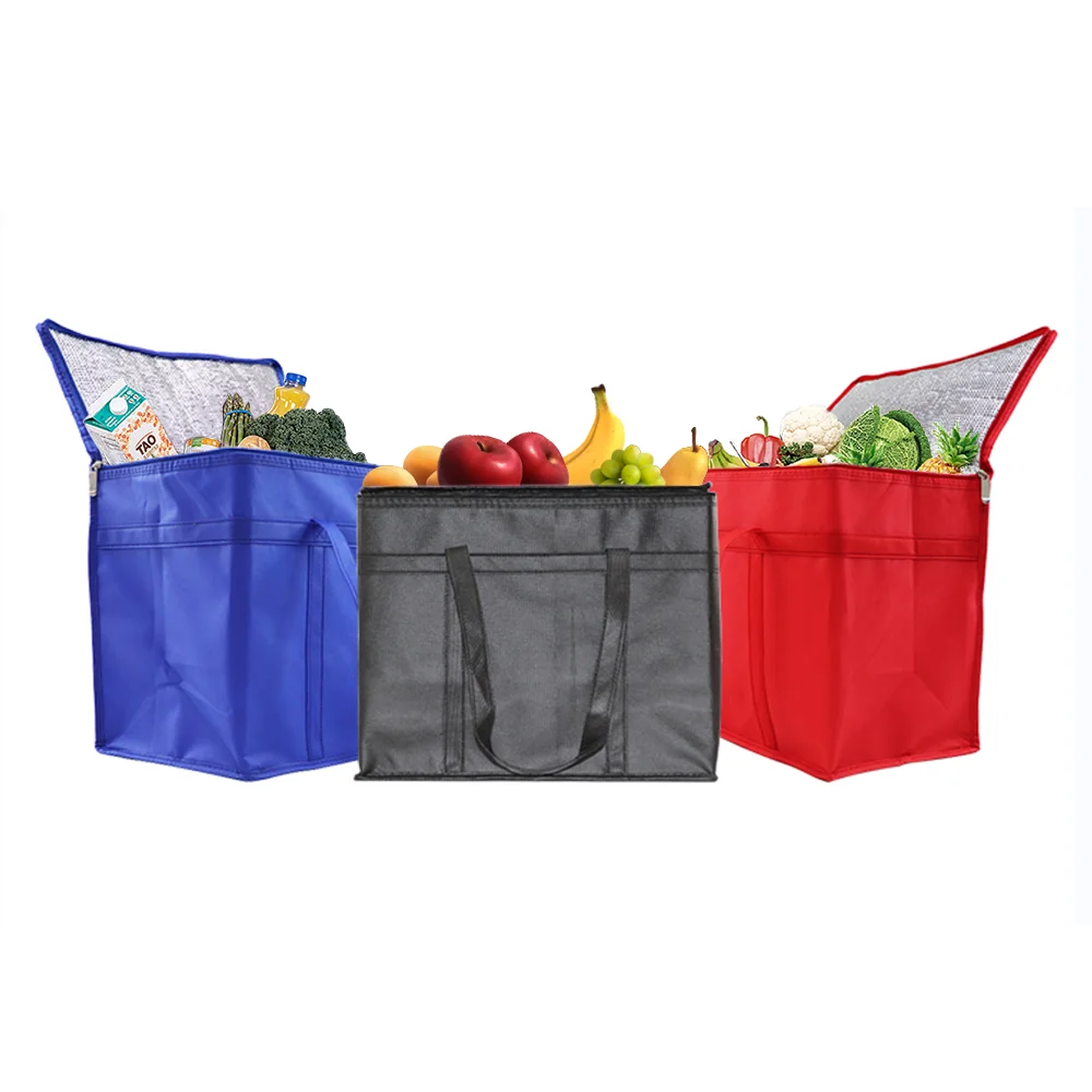 Custom Non Woven Thermo Bag Heavy Duty Ice Lunch Wine Thermal Insulated Fabric Food Cooler Bags
