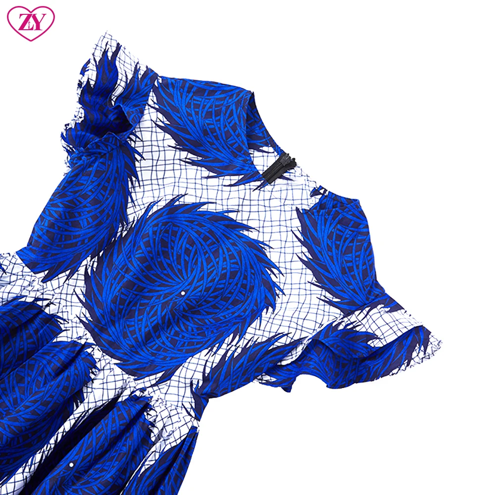 Ladies Summer Shirt  Loose African Fabric Wax Print Shirt Floor-length Dresses Women Casual