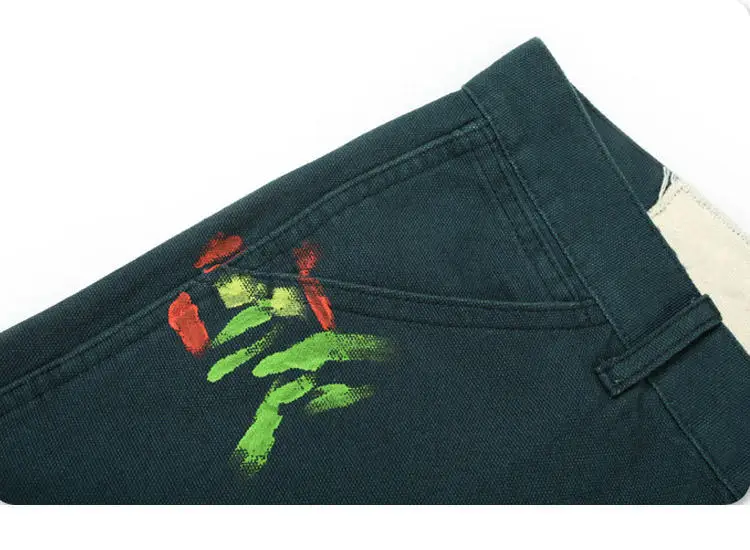 Blue Team | Custom size logo patch work print jean mens baggy flare jeans loose denim pants graffiti herren-jeans manufacturers