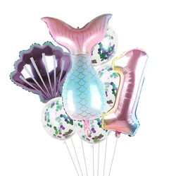 Mermaid Gradient Color Party Balloons 32 inch Number Birthday Children Decor