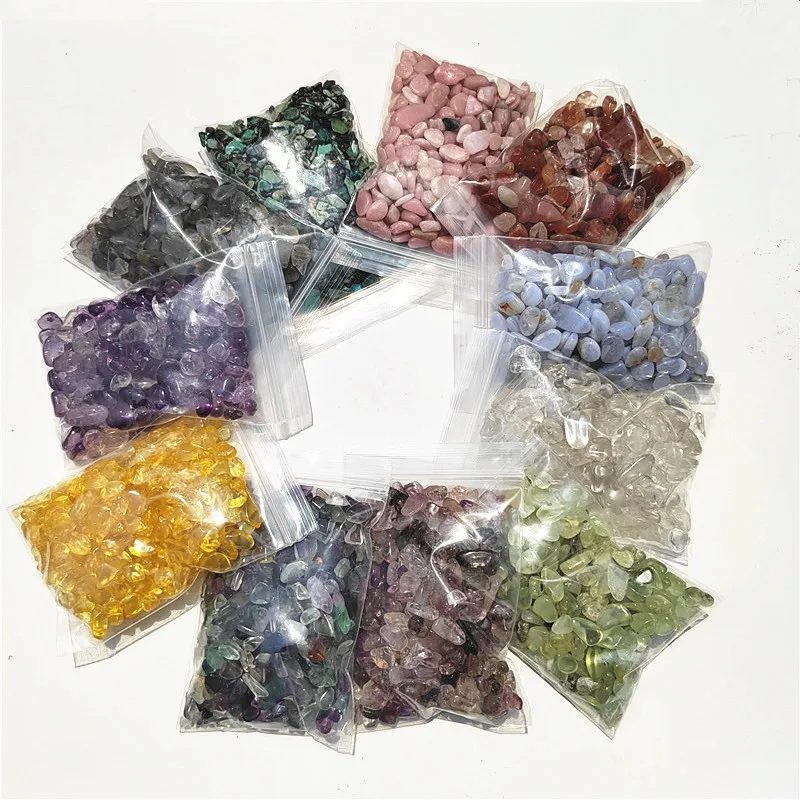 natural obsidian purple white crystal turquoise red coral  rhodonite crushed  crystal chips gravel