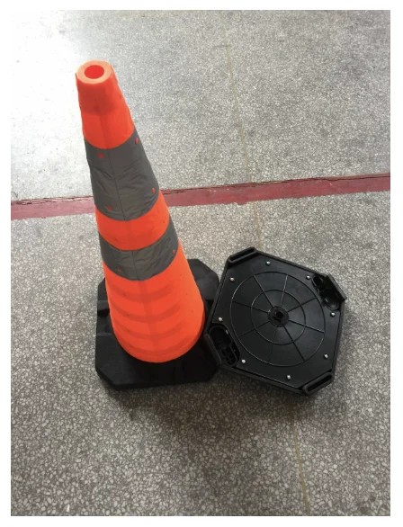 Collapsible Traffic Cone with Reflective Tape Oxford Fabric and Rubber Base for Road Safety and Traffic Management