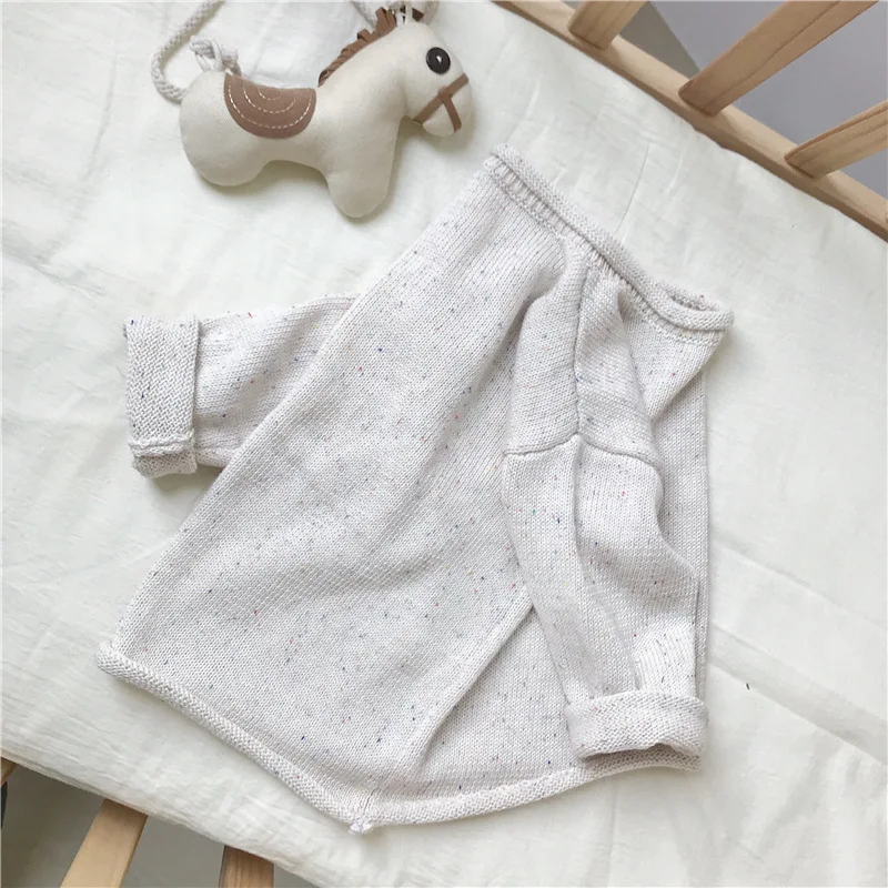 Winter Casual 100% Cotton Custom Knit Children Plus Size Girls Oversized Cotton Pullover Speckle Kids Baby Sweaters