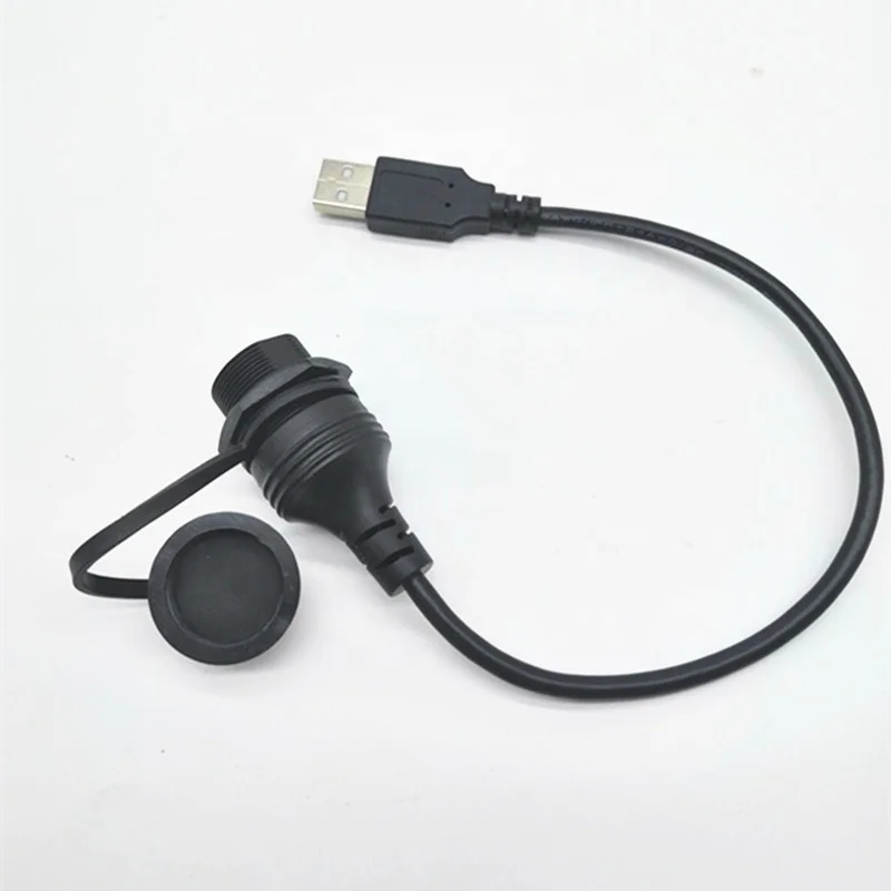 Round Single Port USB 3.0 Panel Flush Mount Extension Cable with Buckle for Car Truck Boat Motorcycle Dashboard
