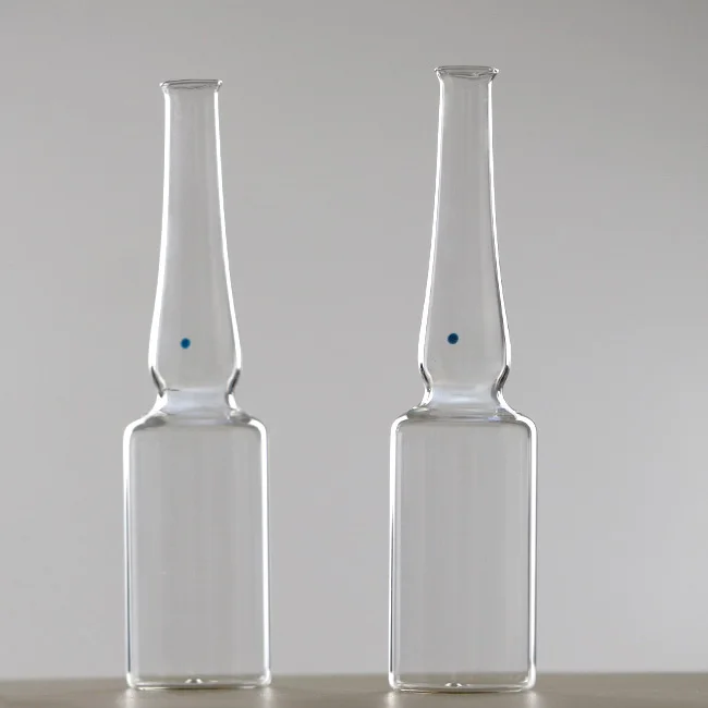 Injectable 1ml 2ml 10ml ISO glass Ampoules with Breaking Ring High Quality Ampoule with blue Color ring blue dot