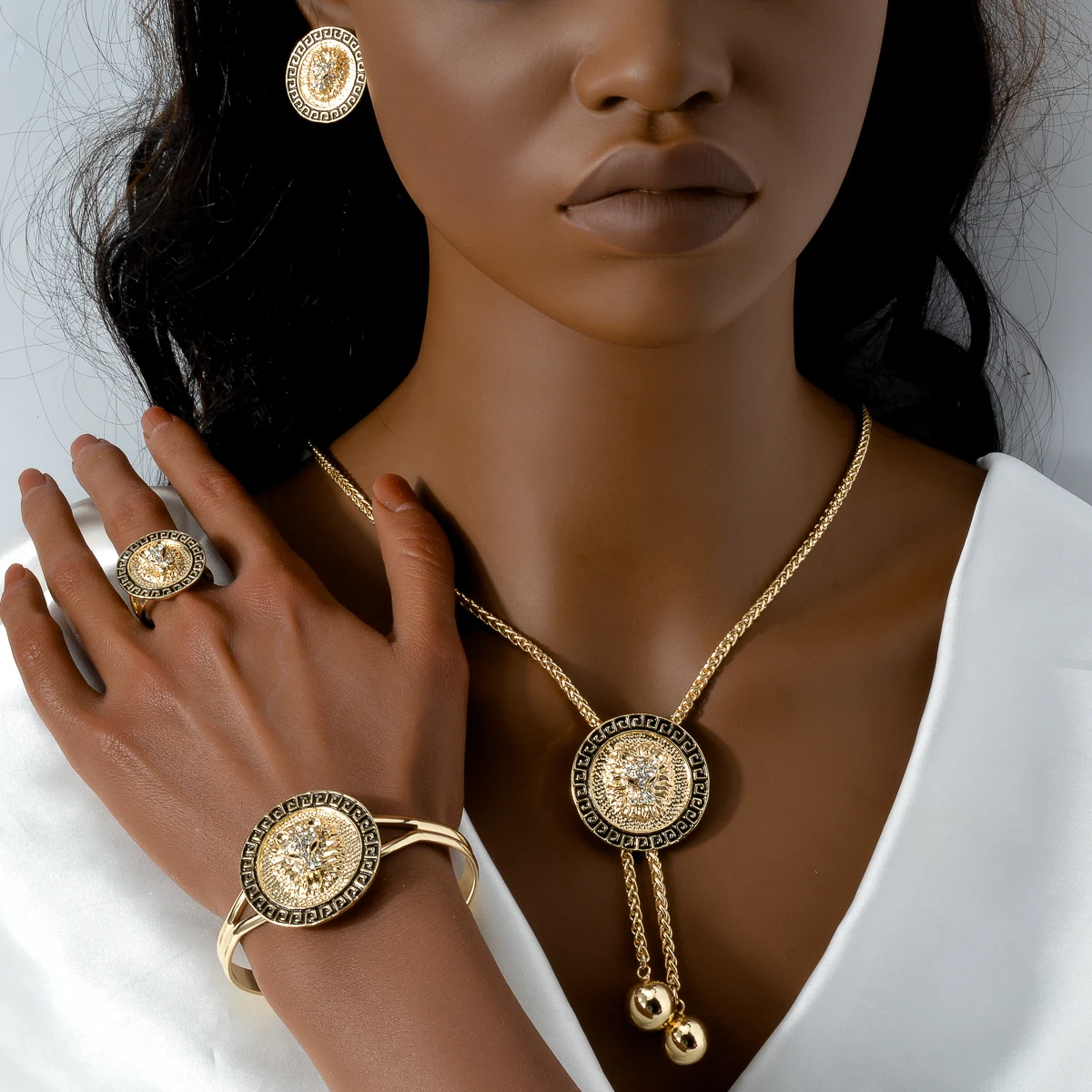 Fashion Brand jewelry Dubai 14k Gold Plated Wedding Bride jewelry Sets For Women