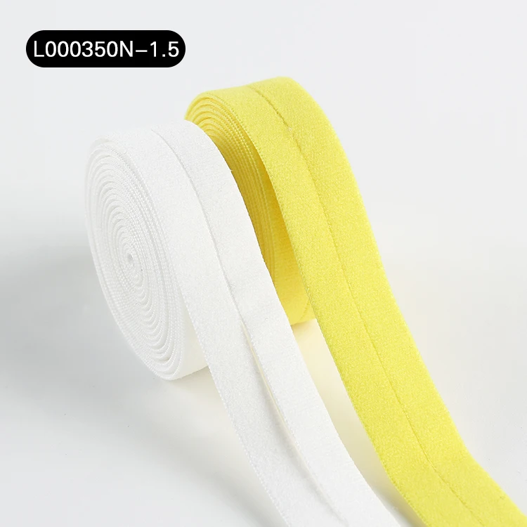 Factory wholesale yellow and white fold over elastic ribbon nylon binding bias tape for clothing underwear