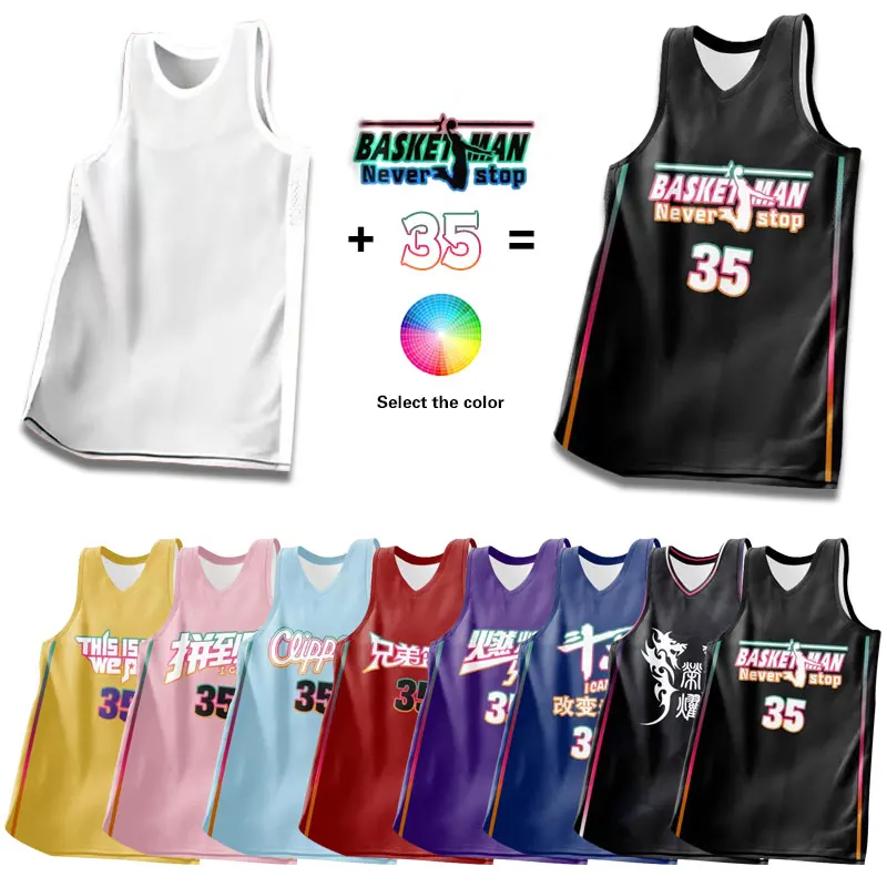 Unisex Adult Students American Basketball Sportswear Breathable Sports Training Vest Printed Jersey Set Sublimation Male