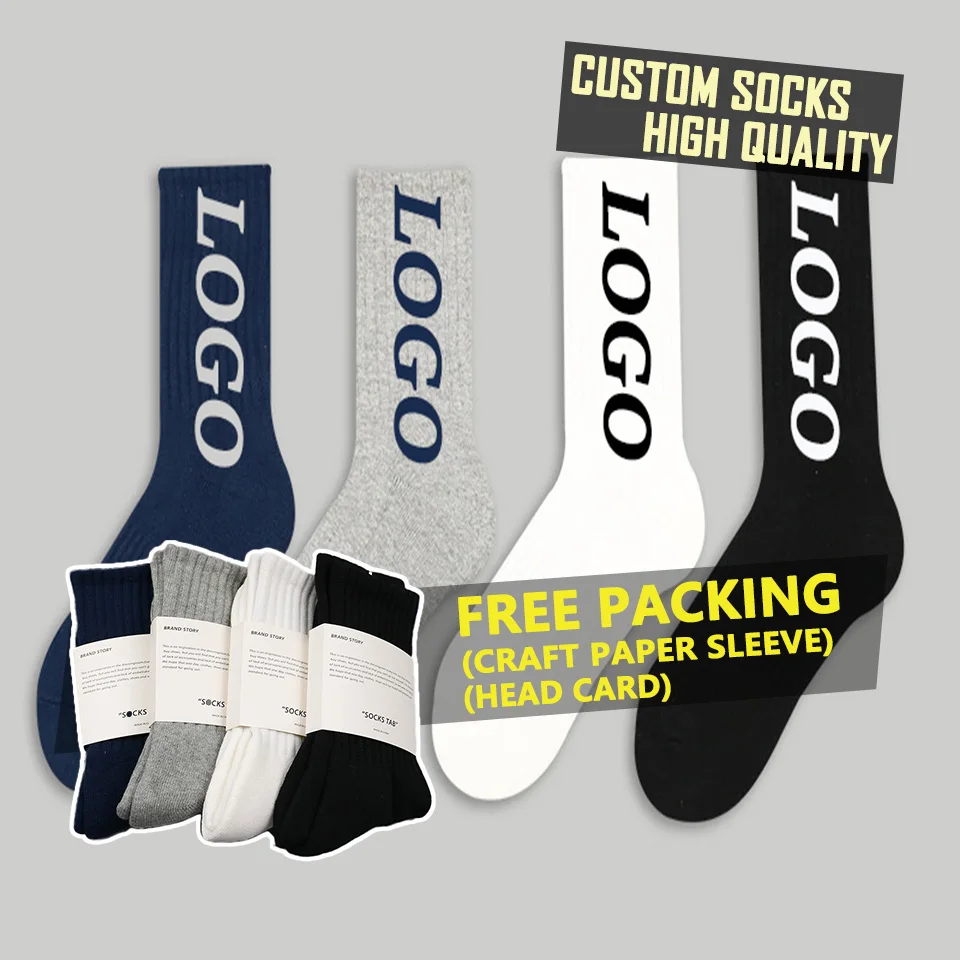 Дизайнерские спортивные хлопковые носки с вышивкой