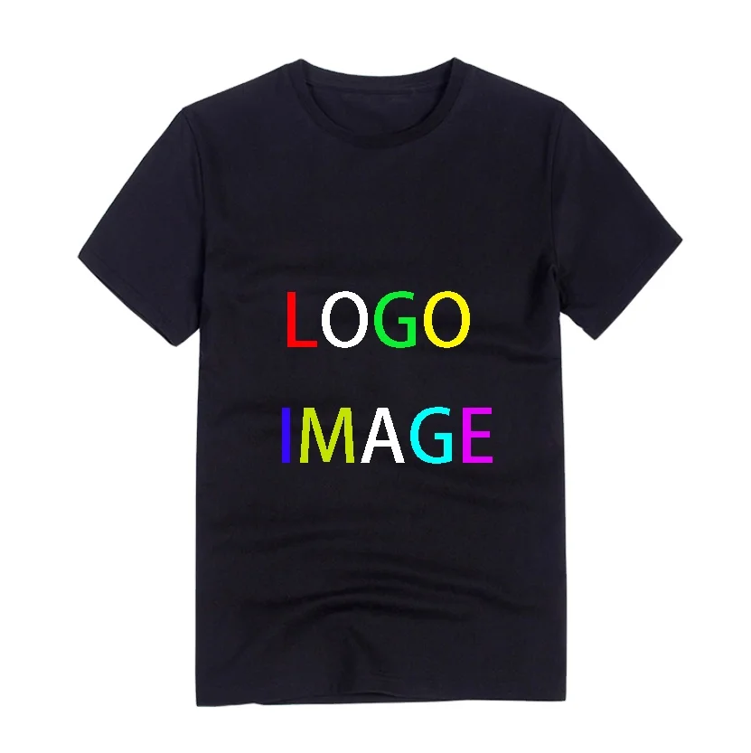 Plain blank t-shirt with DTG printed pattern custom logo embroidery cotton t shirt