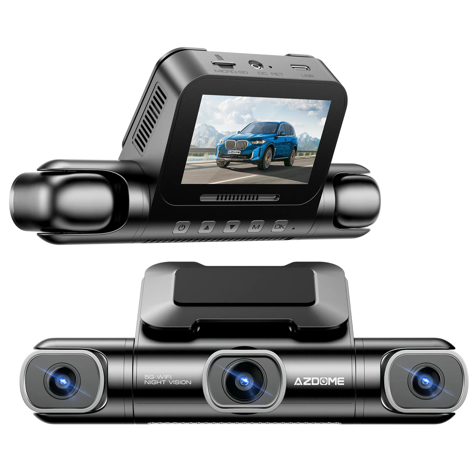AZDOME M660 High Quality Full HD 1080P 4 Channel Camera Dashcam Wifi GPS Car Dvr 3 In 1 Front and Back Dash Cam Cameras For Car