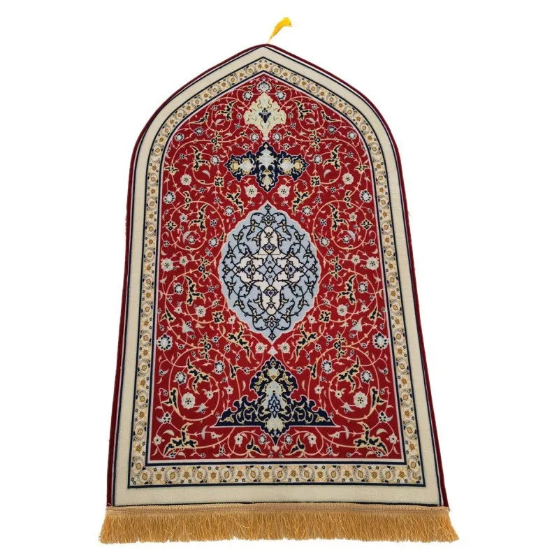 Cheap Wholesale Factory Islamic Gift polyester flannel macrame Muslim Portable Prayer carpet Rug Islamic Prayer Mat