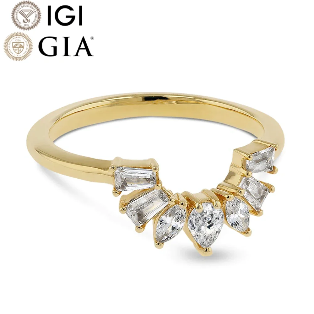 Custom Gia Igi Certified Vvs Cvd Lab Grown Created Diamond 14k 18k Solid Gold Half Eternity Wedding Band Ring For Women Man