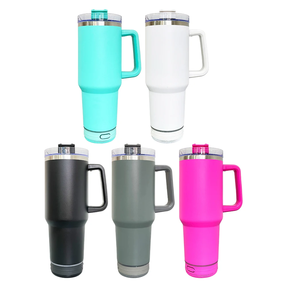 40oz powder coated wireless smart player music cup speaker  tumbler for laser engrave 40oz powder coated speaker tumbler