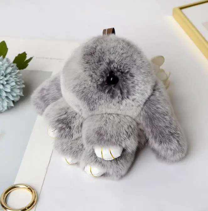Stuffed Animal Easter Basket 18cm Bunny  Plush Toy Rabbit Fur Keychain Fluffy Soft Cute Fuzzy Accessories Furry Ball Key Chain