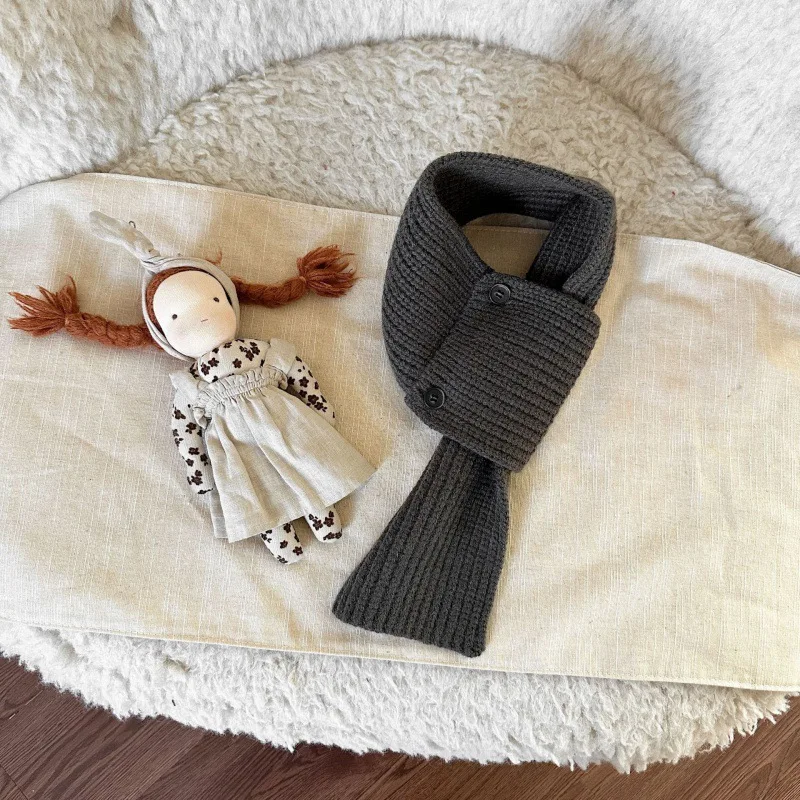 BESTELLA Brand Hot Ins Style Autumn and Winter Warm Knitted Polyester Scarf with Cartoon Child Solid Pattern for Kids
