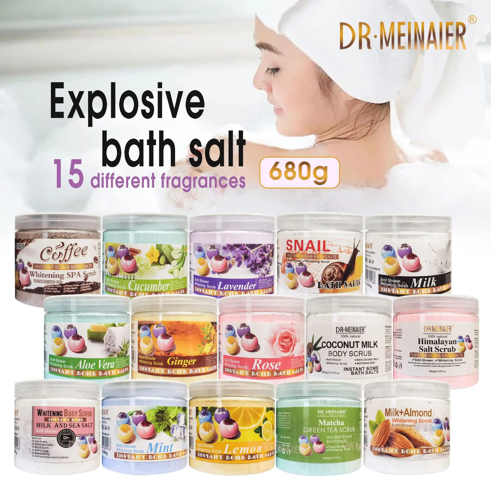 OEM wholesale Natural Relaxing  Instant Bomb Bath Salt Lavender With Flowers Bath Scrub Whitening Exfoliating skincare