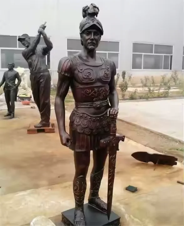 Custom high quality china style outdoor decorative antique life size bronze warrior statue