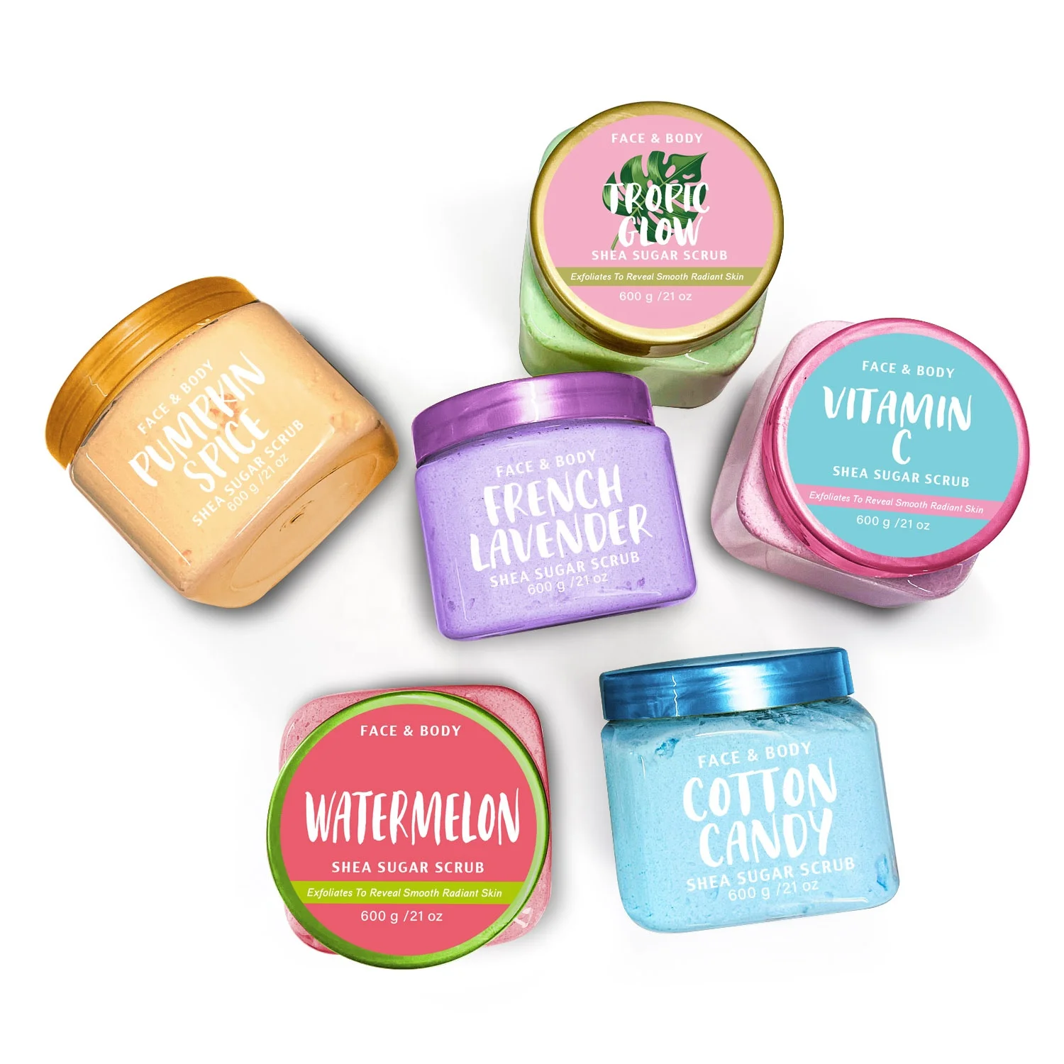 Wholesale Scrub Oem Organic Moisturizing Healthy Glow Body Polish Salt Exfoliating Whitening Face Body Scrub Shea Sugar Scrubs