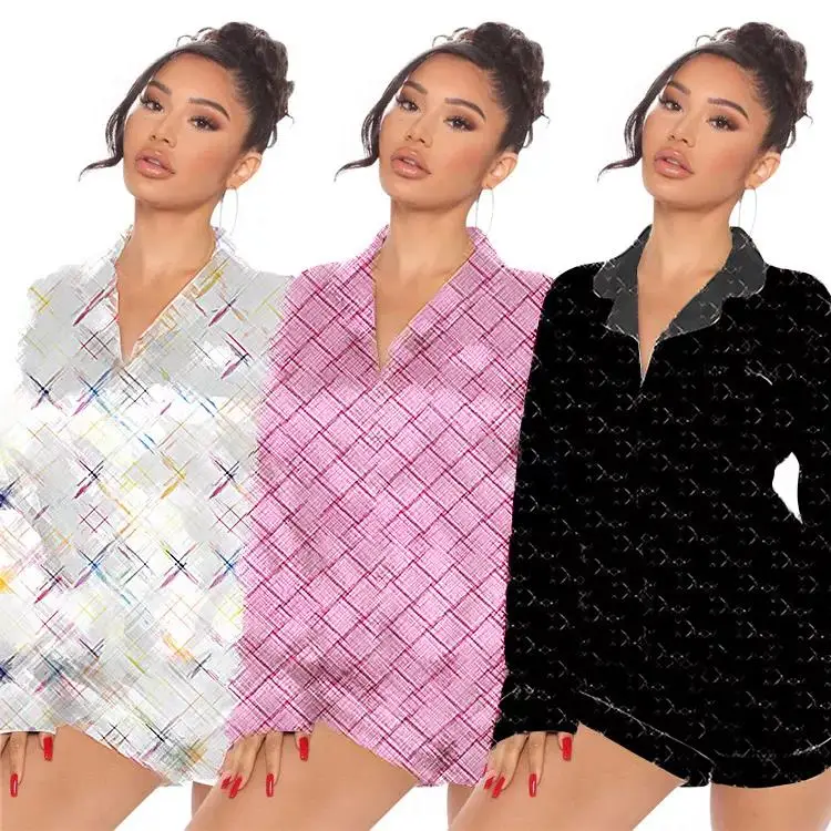 2023 Designer Print Satin Silk Pajamas Sets Nightwear For Women Luxury 2 Pieces Long Sleeve Pyjamas Short Set