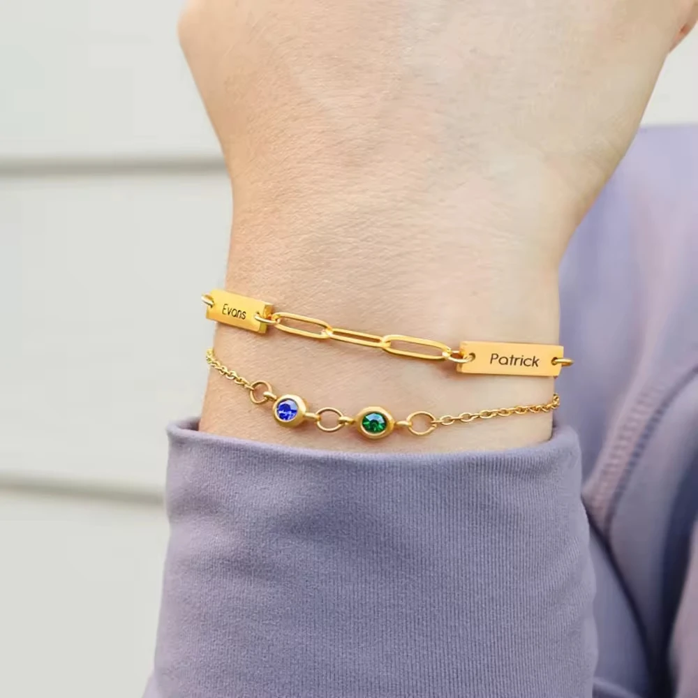 New Fashion Personalized Bracelet Multiple Name Charm Bracelet Stainless Steel Jewelry For Friendship Couples