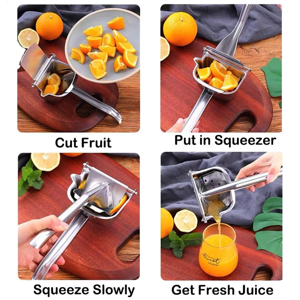 Real 304 Lemon Squeezer Citrus Juicer Hand Press Heavy Duty Manual Squeeze Juice Extractor Maker Orange Lime Grapefruit Presser