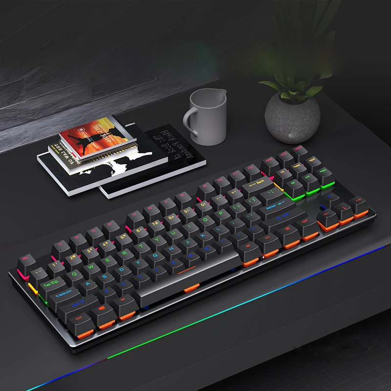 Lapop Rgb Mechanical Keyboard 87 Retro Computer Round Gaming Keyboard