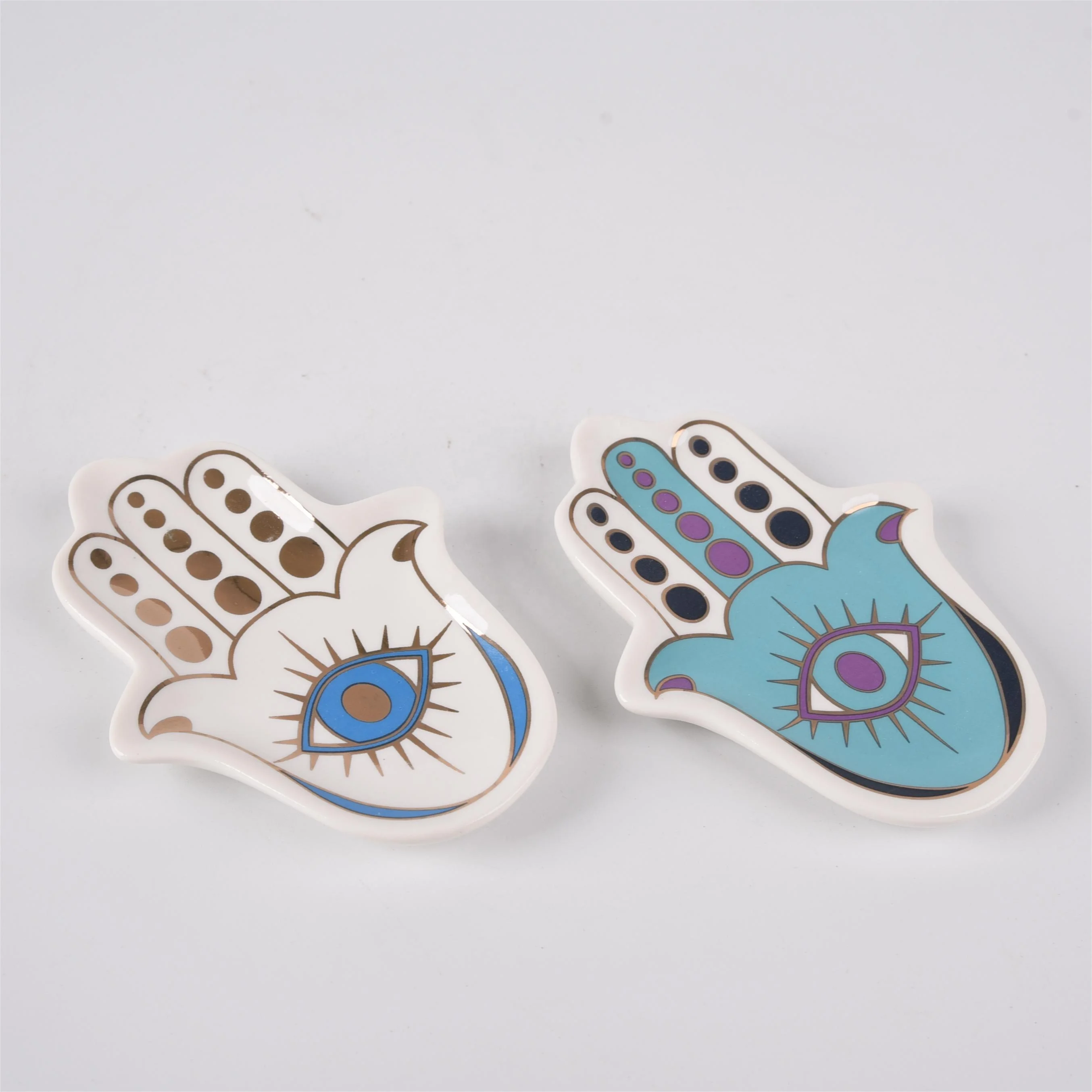 Gorgeous Hot - Fancy Hand - Shaped Ceramic Trinket & Jewelry Tray with Gold Rim - Ideal for Decoration and Storage