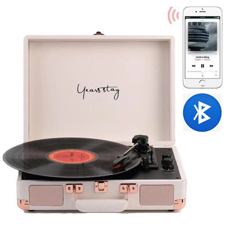 Чемодан Top gramophone винтажный граммофон аудио Виниловый проигрыватель фонограф автоматическое выключение 3 скорости