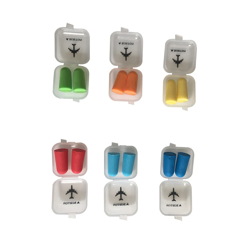 
 Многоразовые шумоподавляющие звукоизоляционные затычки для плавания, затычки для ушей из пенополиуретана, безопасные затычки для ушей с логотипом на заказ, с футляром   (60773803983)