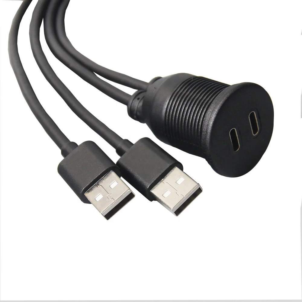 Waterproof Flush Mount Dual USB A Male to USB C Female Cable auto tuning accessories for Car Truck boat Marine modification