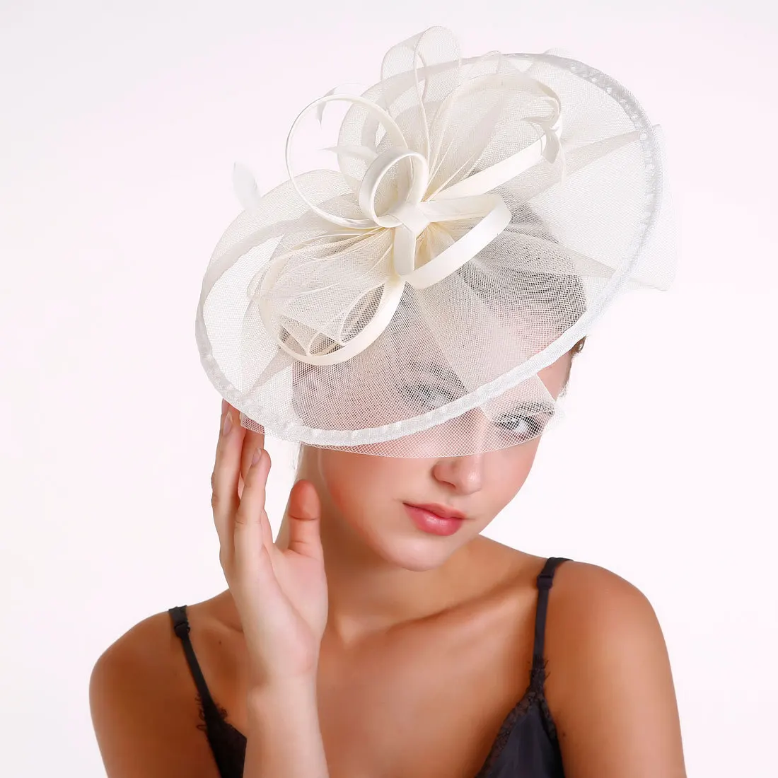 Custom Fashion Bridal Feather Hat Fascinator Ladies Hats Wedding Church Accessories