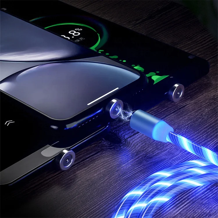 3-in-1 Type C/8 Pin/Micro Flowing Light LED USB Magnetic Cable