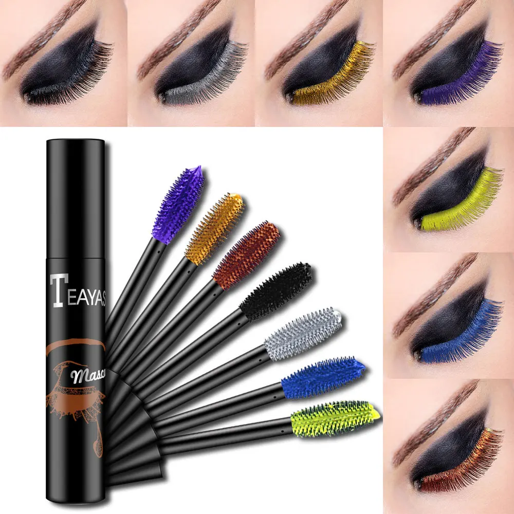 7colors Mascara waterproof long lasting Fast Dry Eyelashes Lengthening thick Curling easy to remove mascara