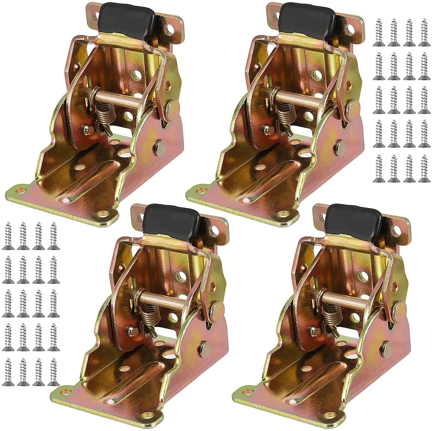 Trading products 2024 folded iron bed hinge Double Brake 90 degree self-locking folded iron hinge furniture hinge hardware goods