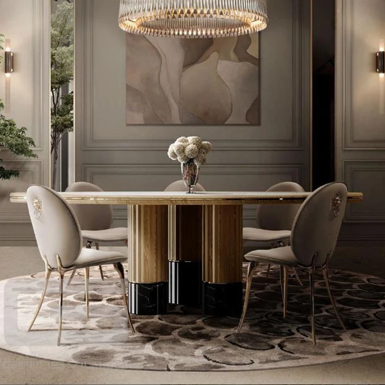 High Quality Metal Leg Dinning Chair Modern Restaurant Hall Velvet Dining Chair with Curved Back