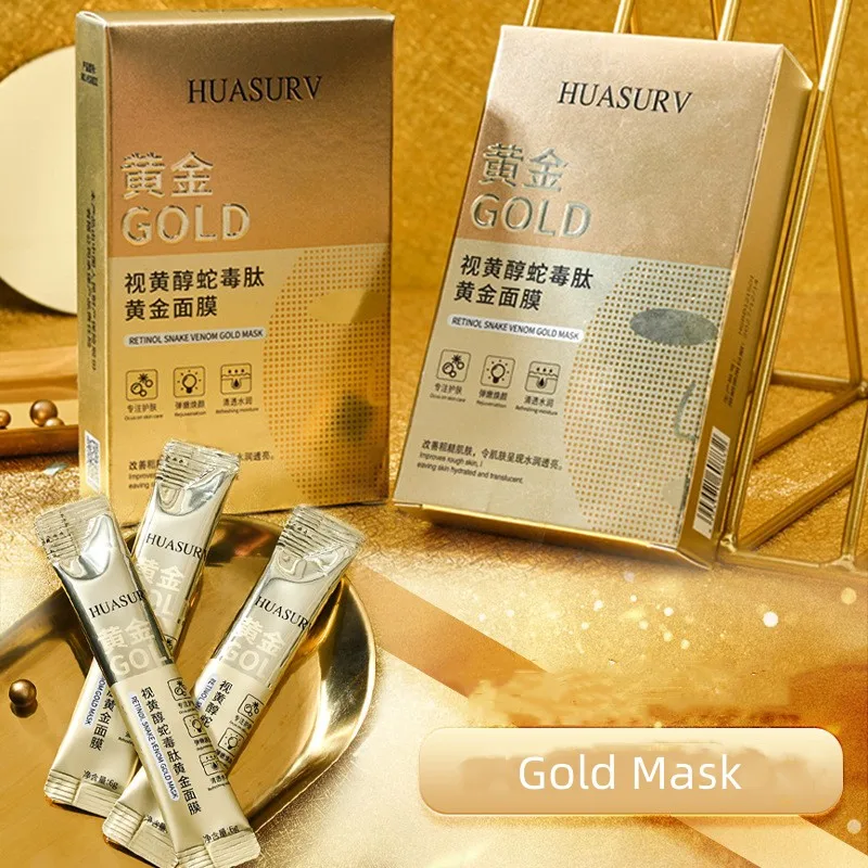 Skincare retinol peptide gold face mask sachet venom peel off snakes mask