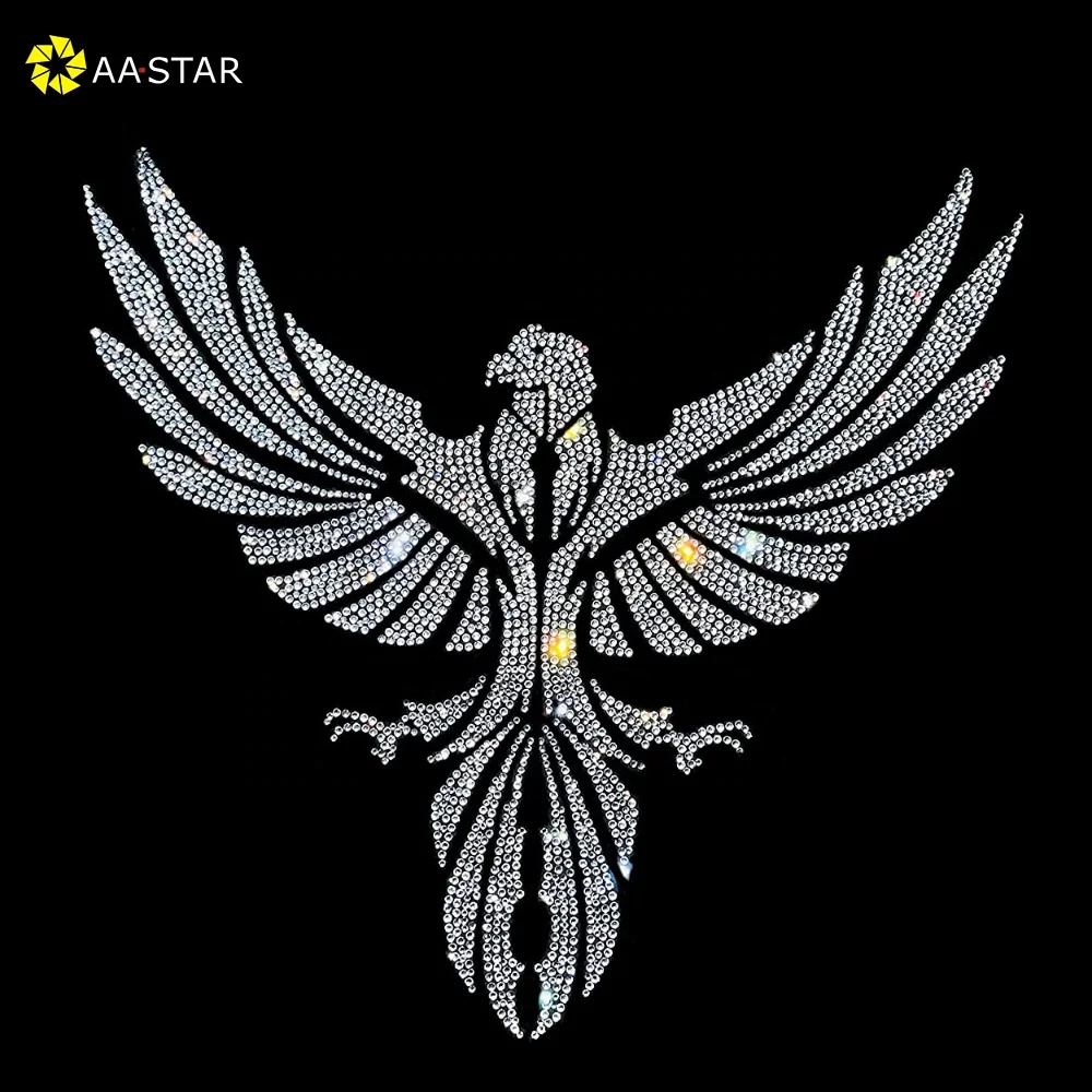 Bling custom eagle hot fix rhinestone transfer motif iron on stones for clothes decoration