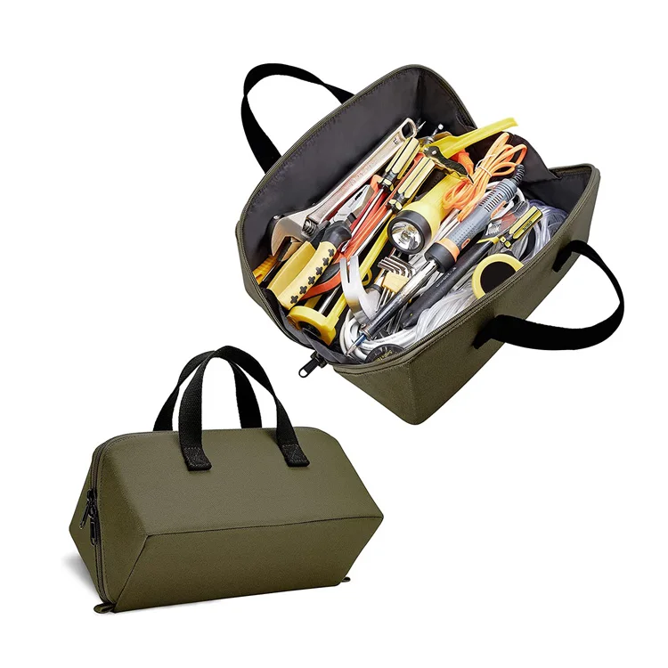 OEM Portable Multi Open Mouth Canvas Tool Zipper Bag for Pliers Wrench Screwdriver