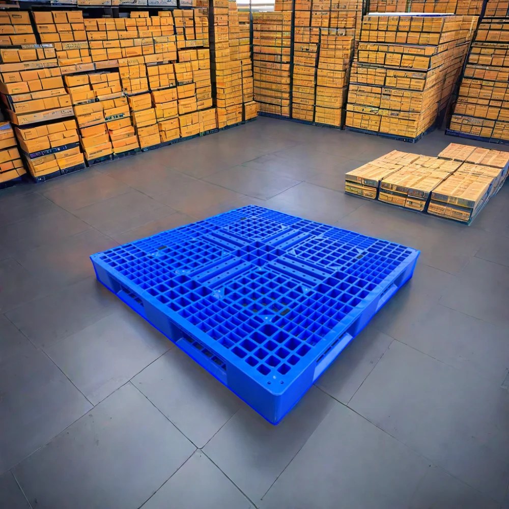 HDPE Plastic Palle Euro Pallet Single Faced Heavy Duty Solid Deck with Steel Reinforcement