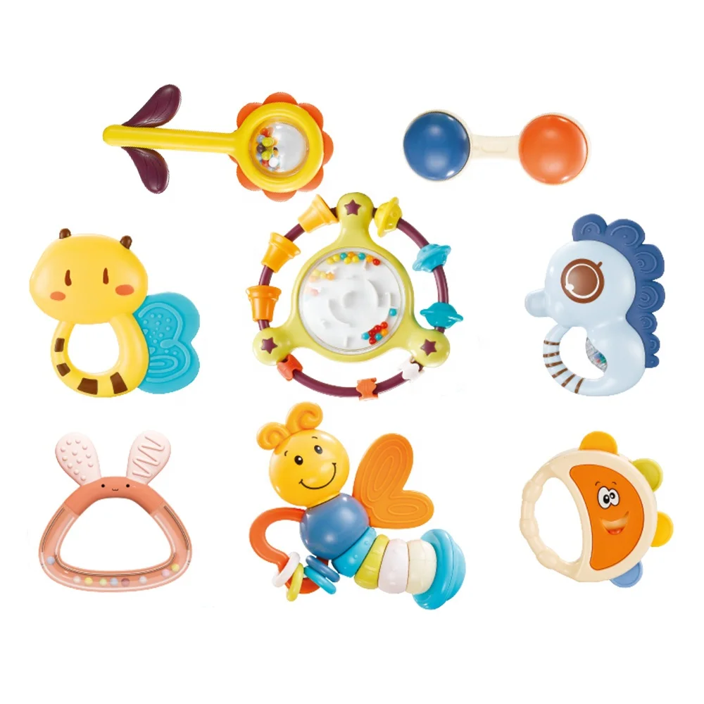 CPC Early learning musical toy set infant grab shake rattle sensory teether toddlers chewing teething toys baby rattles