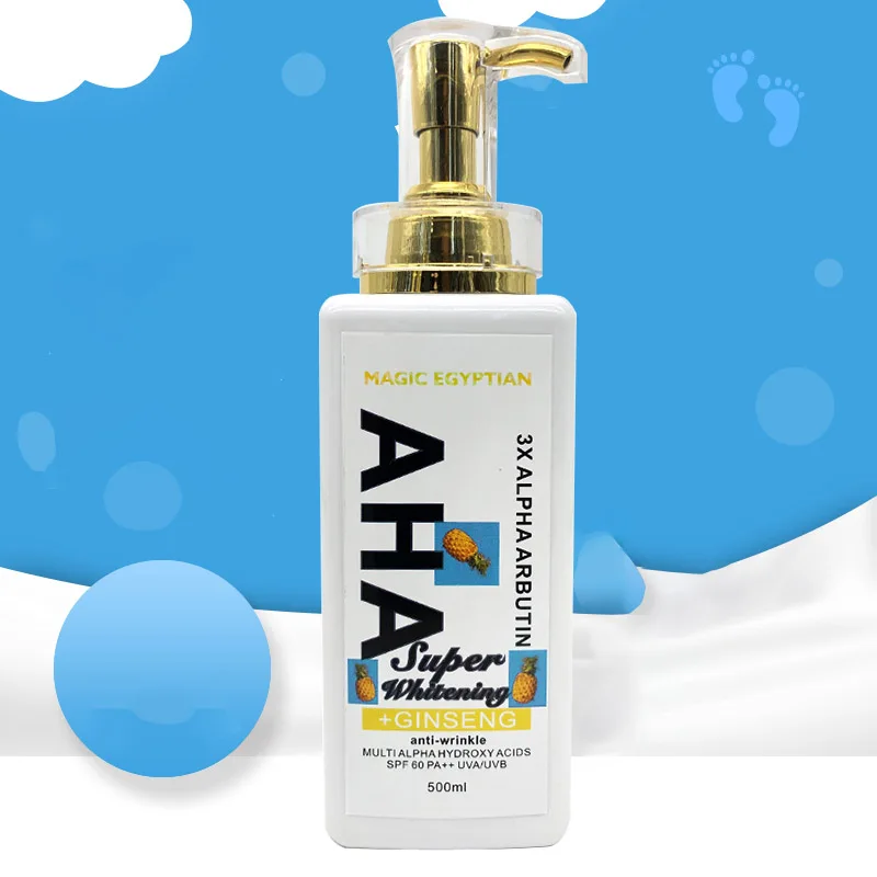 OEM фирменный логотип волшебный отбеливающий лосьон для тела AHA быстрое впитывание в экстра сухую кожу Успокаивающая обезвоженная